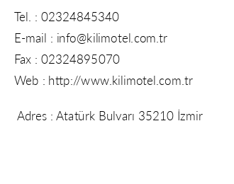 Kilim Hotel zmir iletiim bilgileri